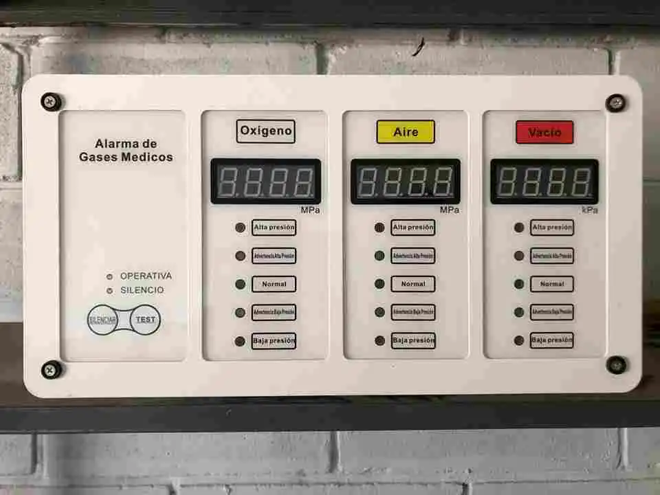 alarma presión oxígeno hospital